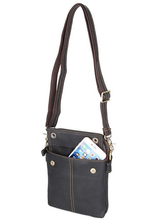 Сумка мужская через плечо кожаная 14408 Черный Vintage (302008983)