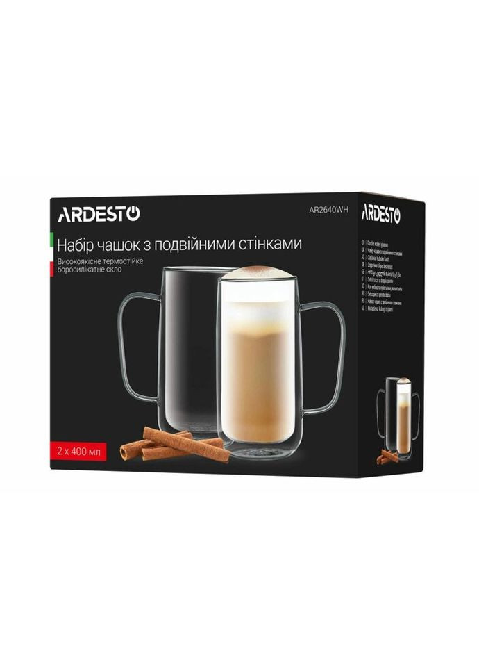 Набір чашок із подвійними стінками AR2640BHR 400 мл 2 шт Ardesto (324824712)