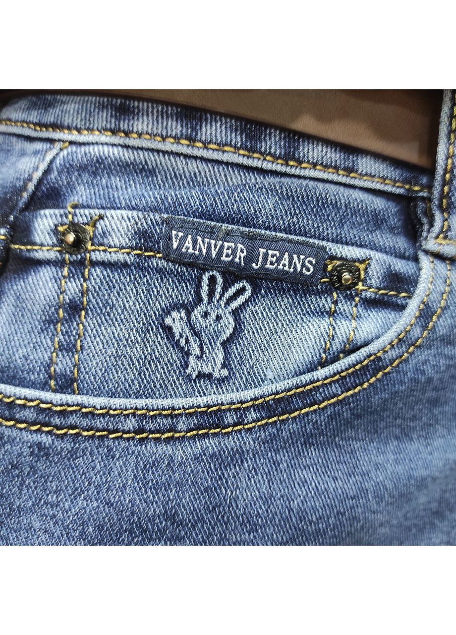 Джинсы женские стрейч МОМ удобные большой размер 33 синие No Brand - (363053833)