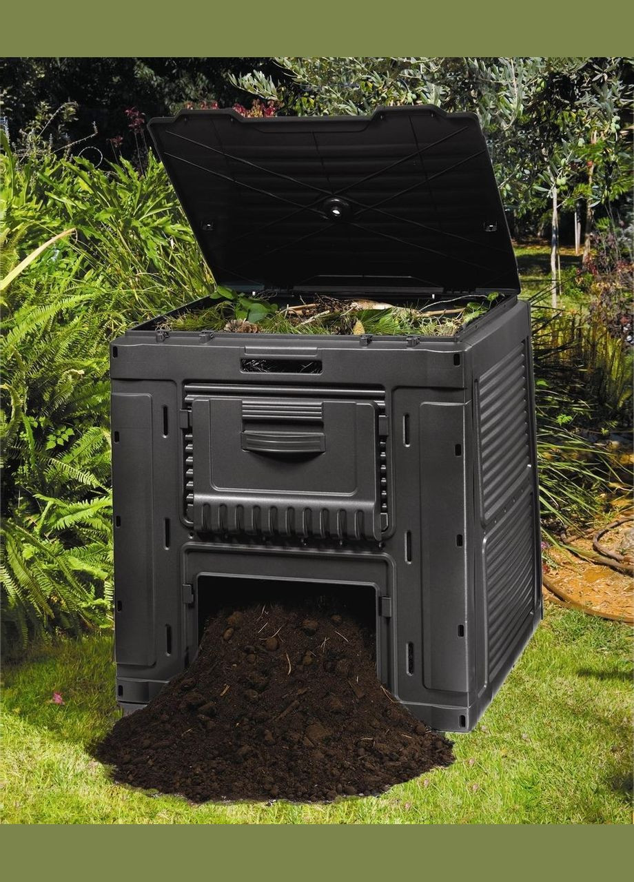 Компостер садовый пластиковый E-Composter 470 л с основанием (дном) (17186362) Черный Keter (334004760)