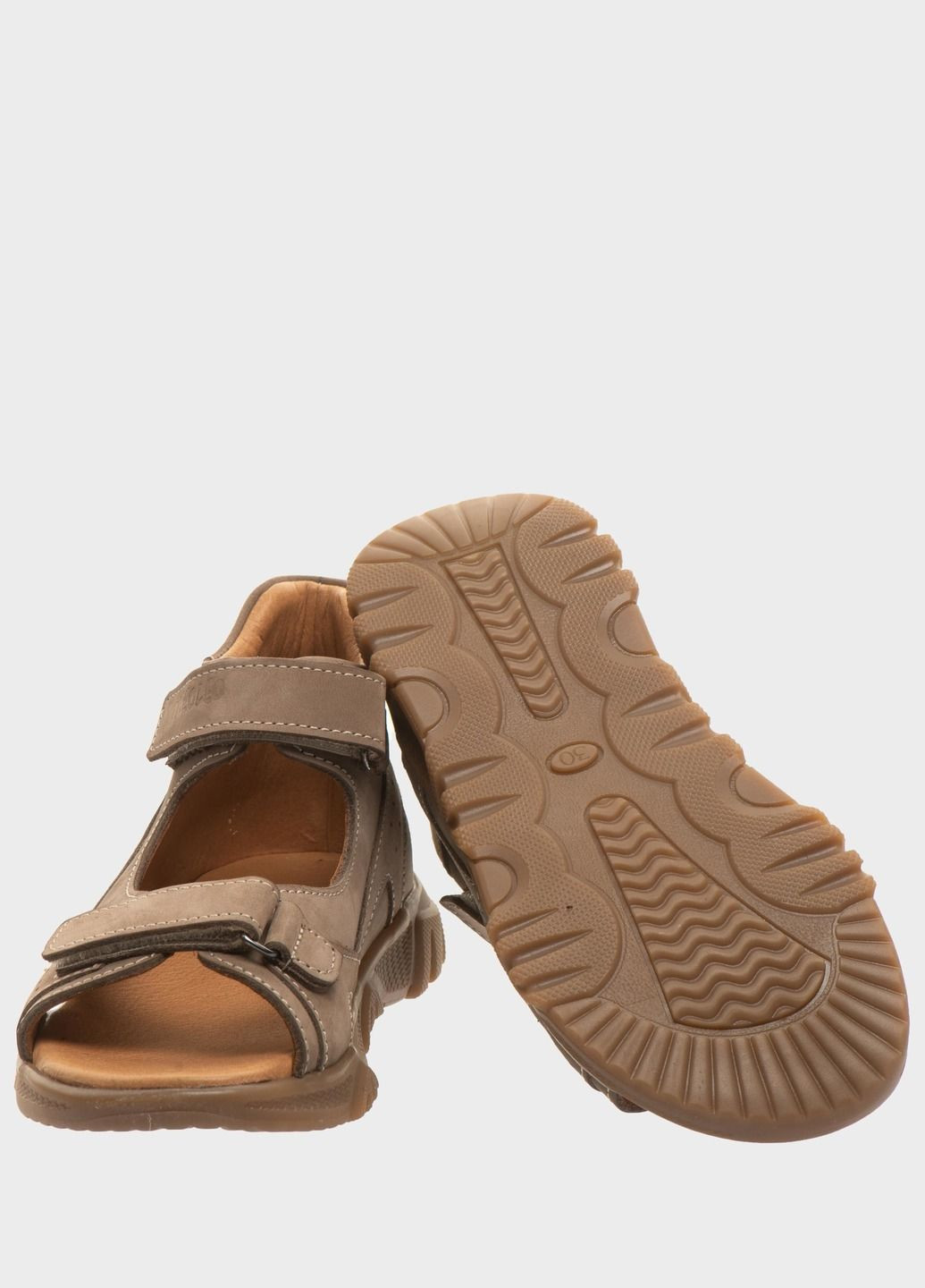 Темно-бежевые кэжуал сандалии Theo Leo на липучке