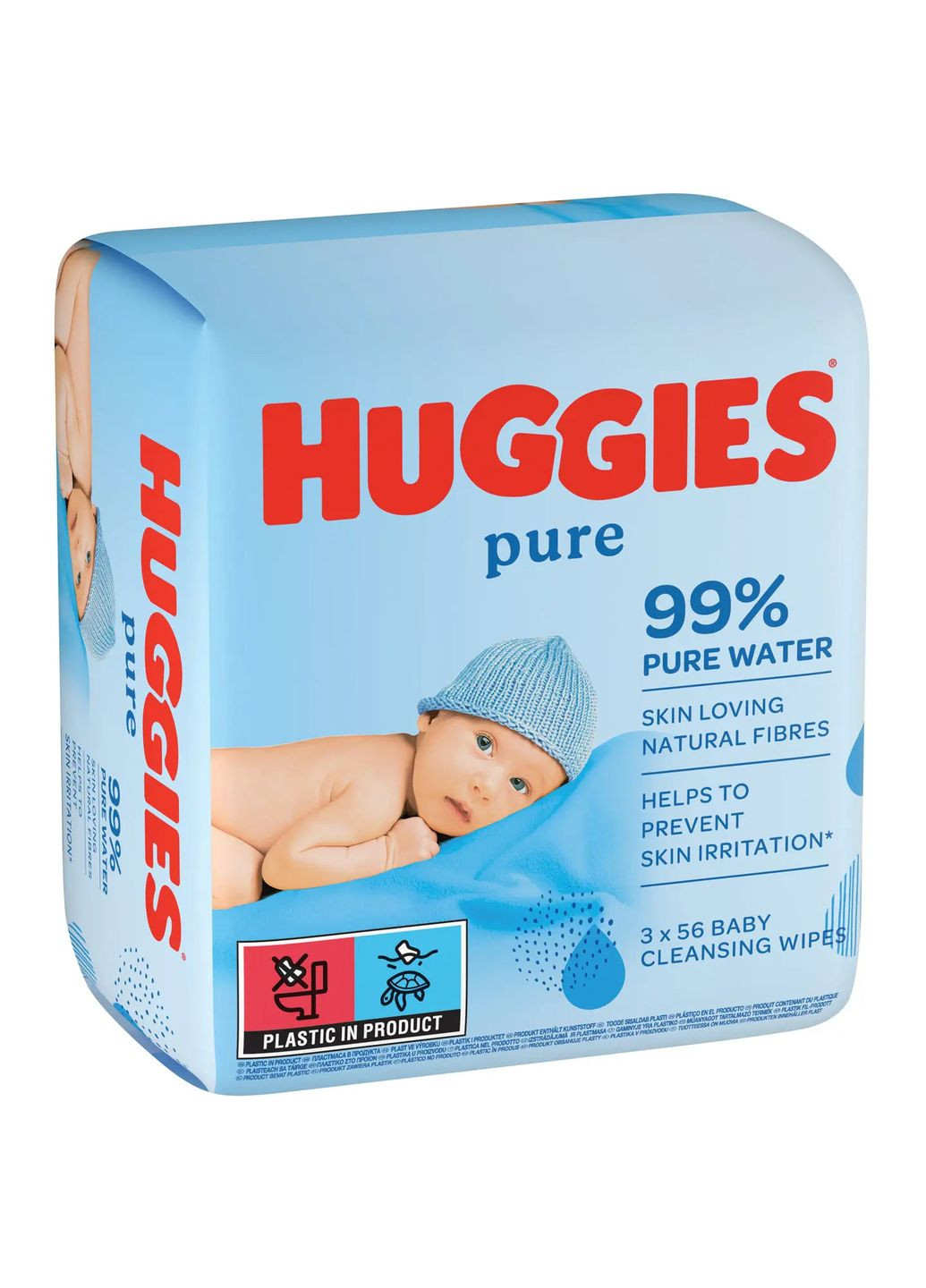Вологі серветки Pure 2+1, 168 шт. (3 уп. по 56 шт.) Huggies 2434331 (350969132)