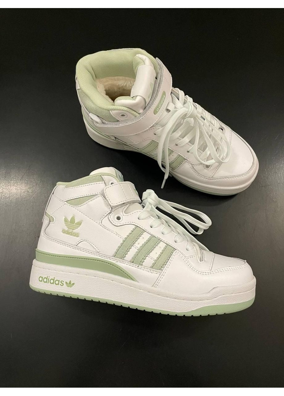 Белые зимние кроссовки мужские adidas forum winter white olive адидас форум No Brand