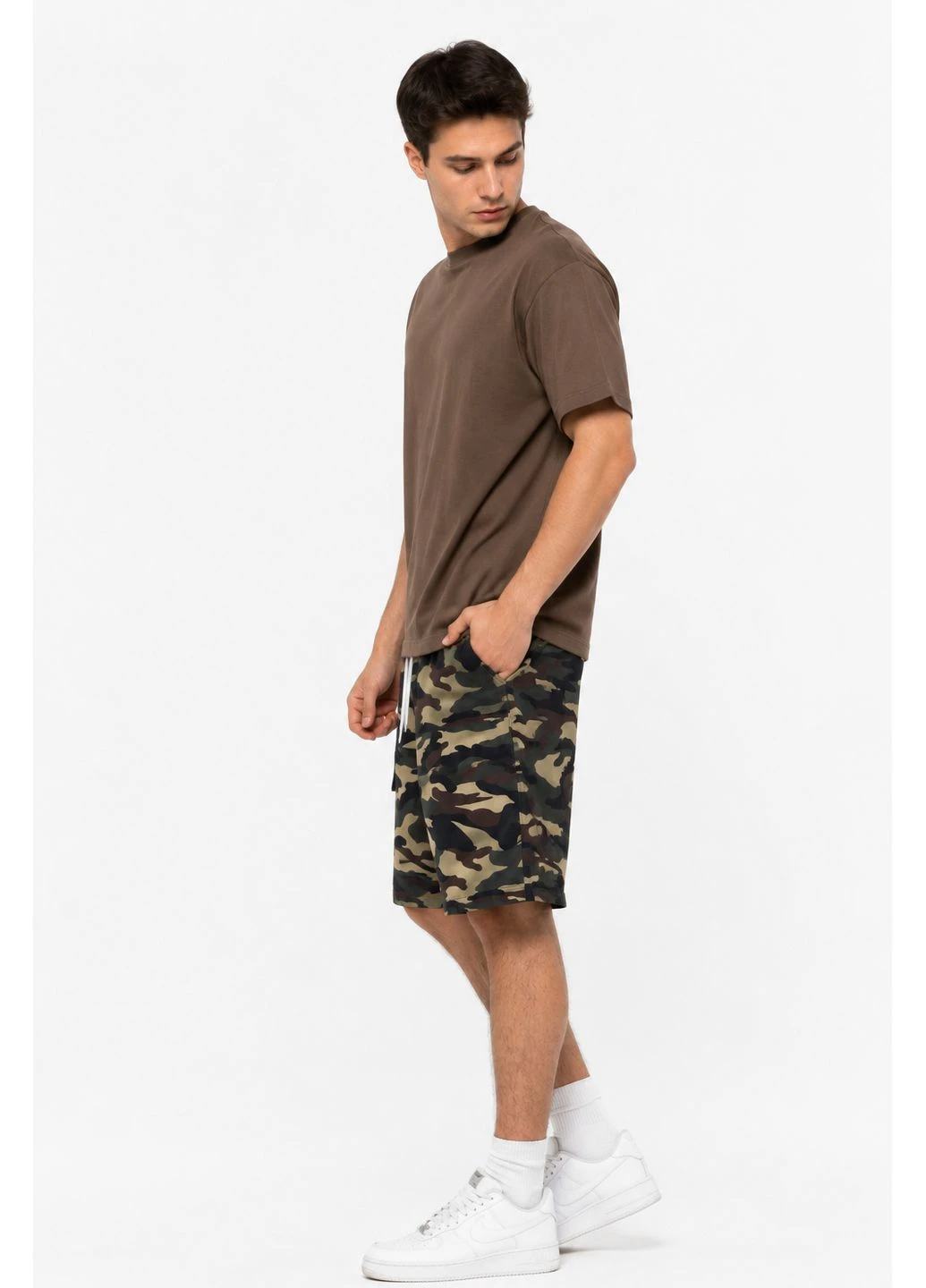 Шорти чоловічі кольору хакі з принтом Let's Shop (395825568)
