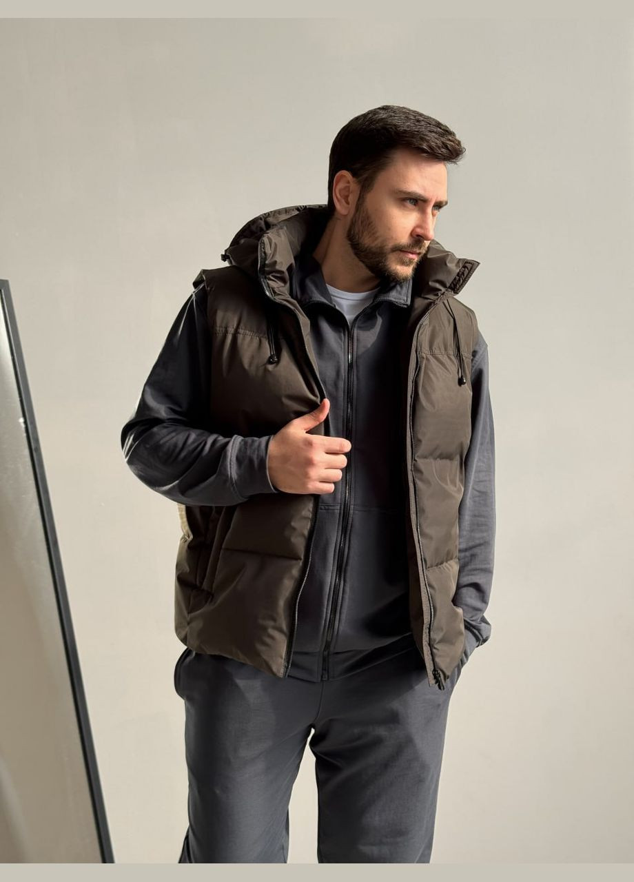 Комплект жилетка темний хакі Easy + костюм Pull без капюшону сірий No Brand (329934136)