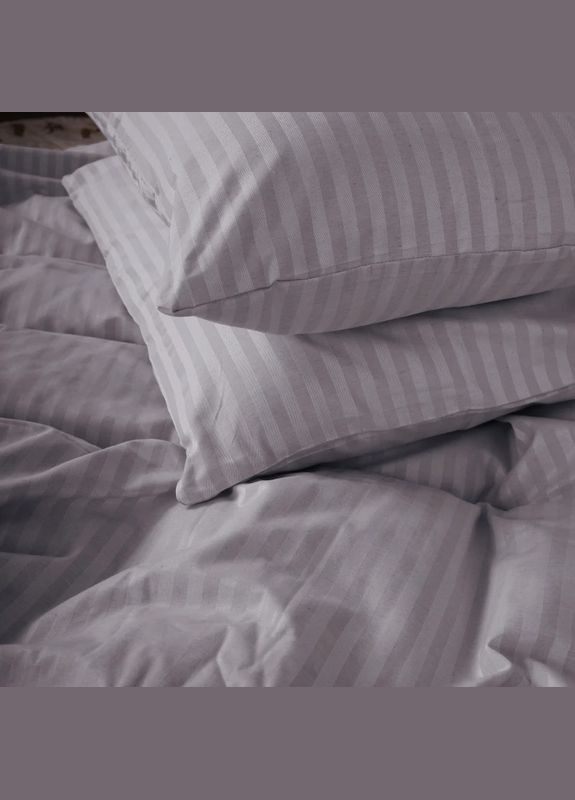 Півтораспальний комплект Постільної Білизни Страйп Сатин Grey 150х220 Vital-Textile SP1.5-10 (331013311)