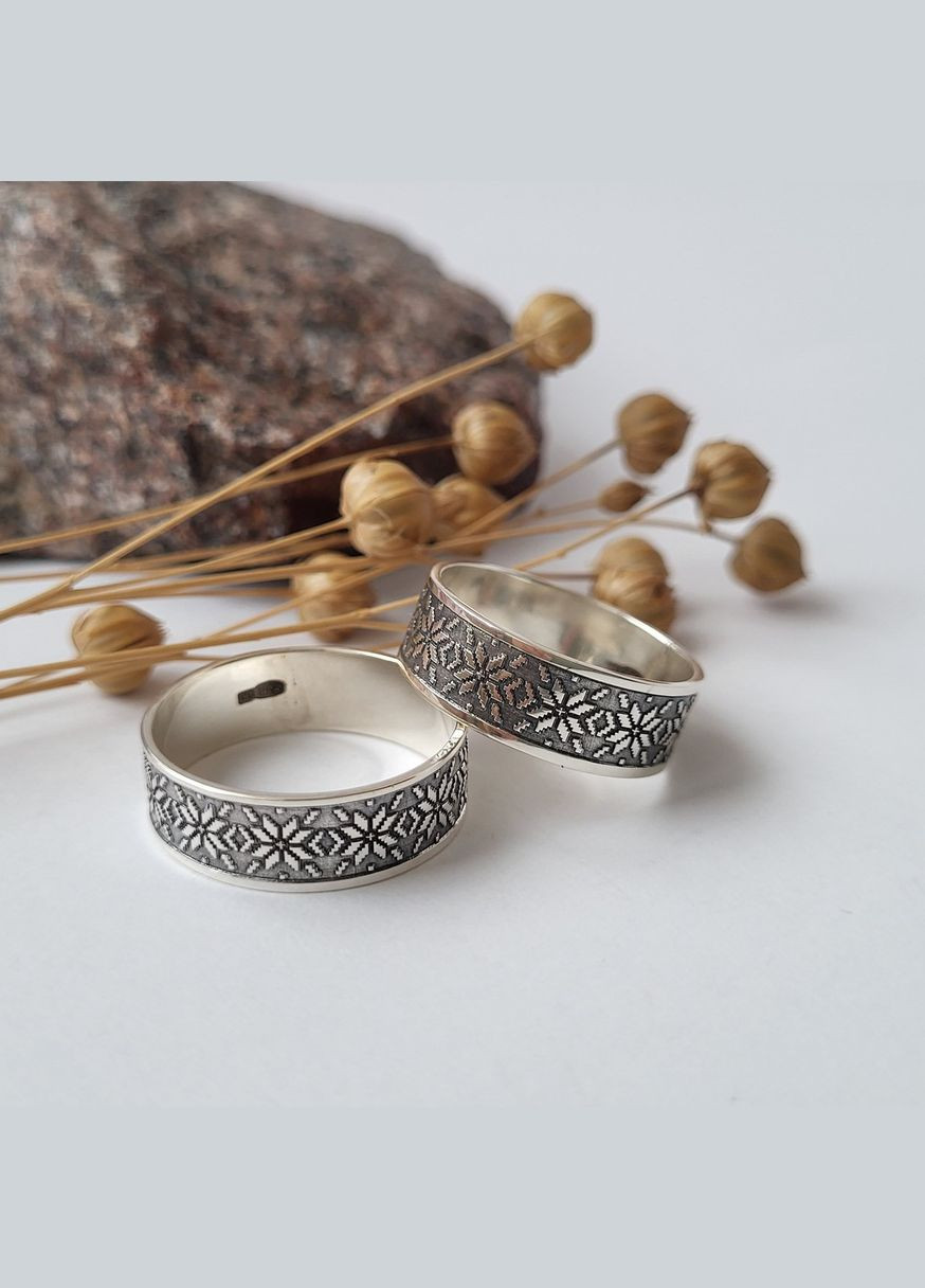 Каблучка срібне жіноча каблучка без каменів Вишиванка чорнене срібло 925 16.5 розмір 2025 2.70г No Brand (306741672)