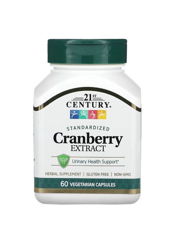 Екстракт журавлини Cranberry Extract Standardized, 60 вегакапсул підтримка здоров'я сечовивідних шляхів 21st Century (341325161)