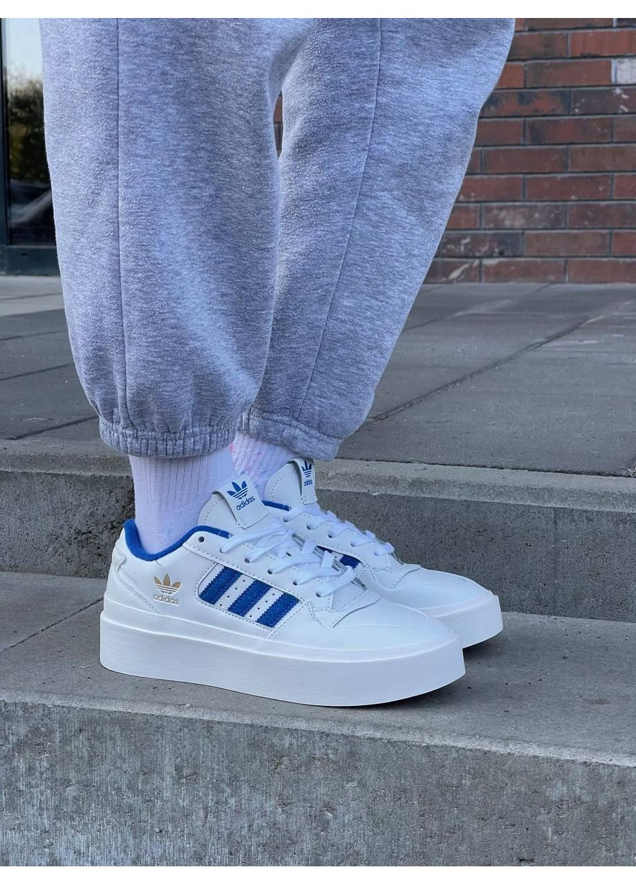 Белые демисезонные кроссовки мужские adidas forum bonega white blue адидас форум No Brand