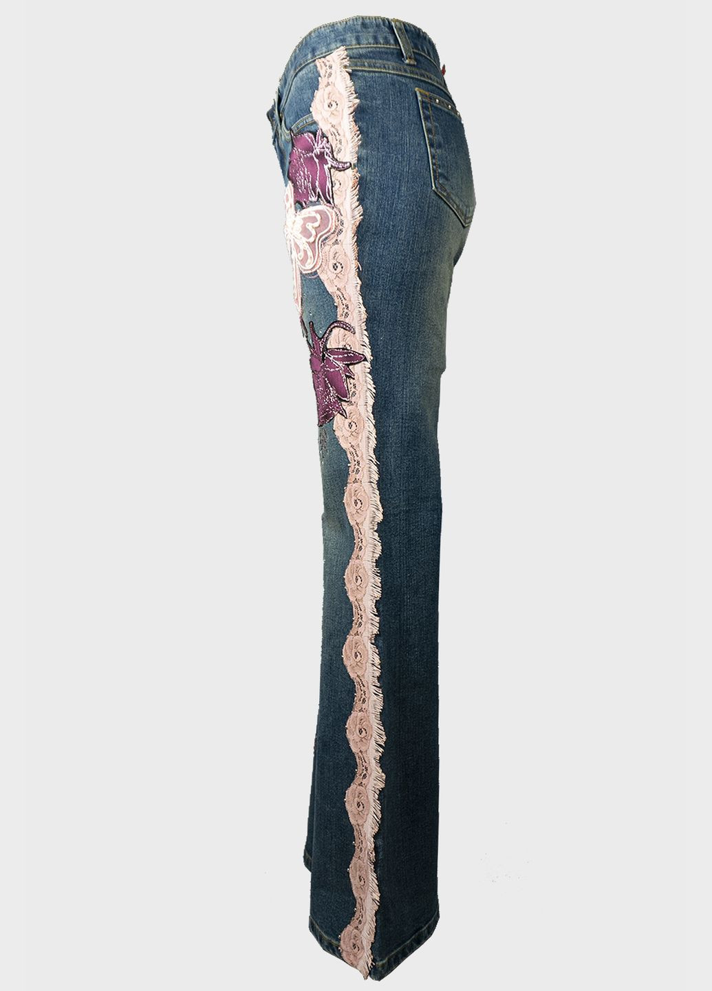 Женские винтажные клешеные джинсы S-1665 Синий Tantra - (272797652)