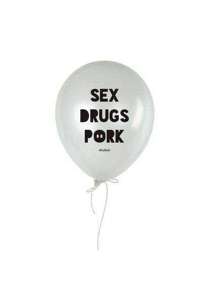 Шарик надувной "Sex Drugs Pork" (HKshar-31) 30 см White BeriDari (293508938)