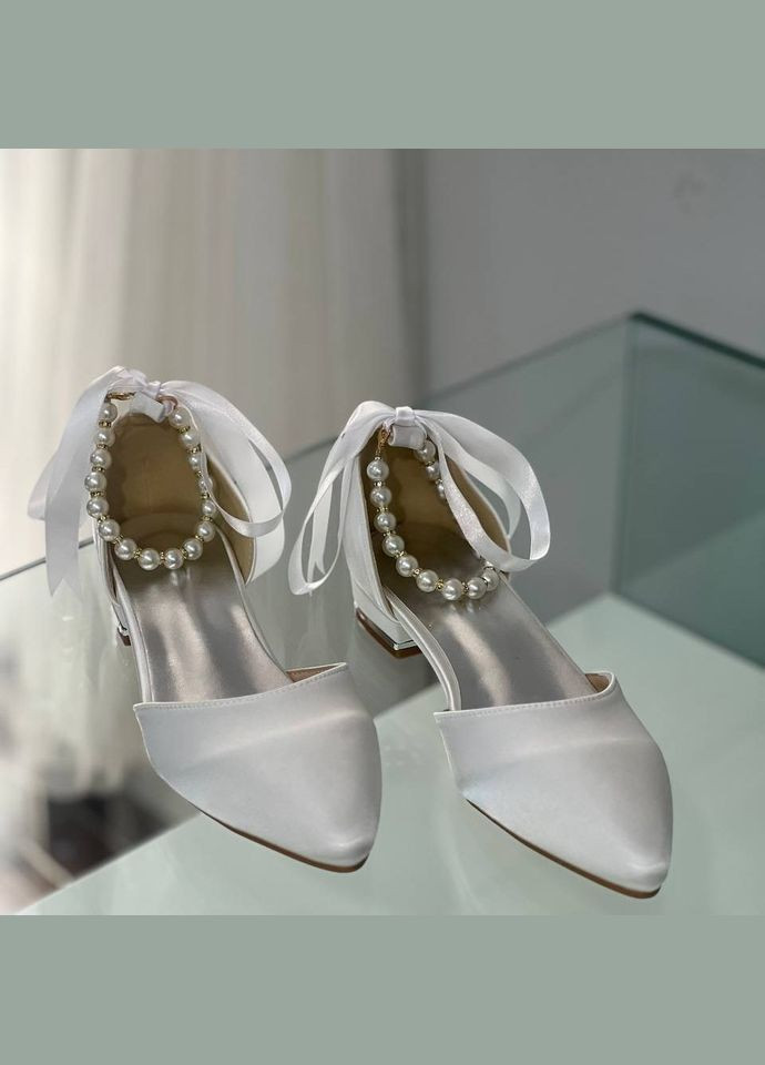 Женские свадебные женские балетки для невесты с жемчугом 4 образа в одном - белый цвет | белые жемчуг текстиль (322414601)