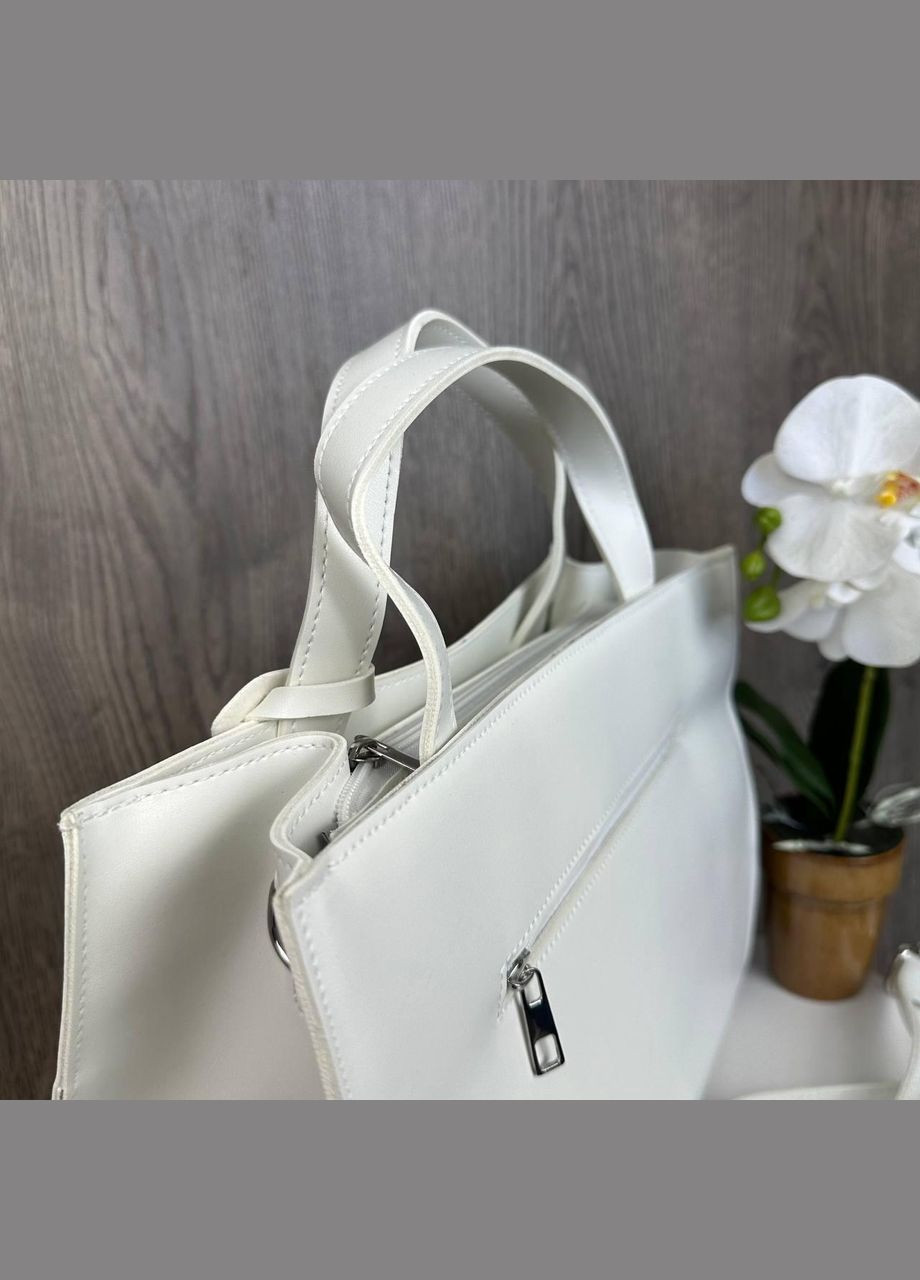 Жіноча велика сумка з замочком чорна екошкіра, сумочка на плече з декоративним замком Білий No Brand (334730142)