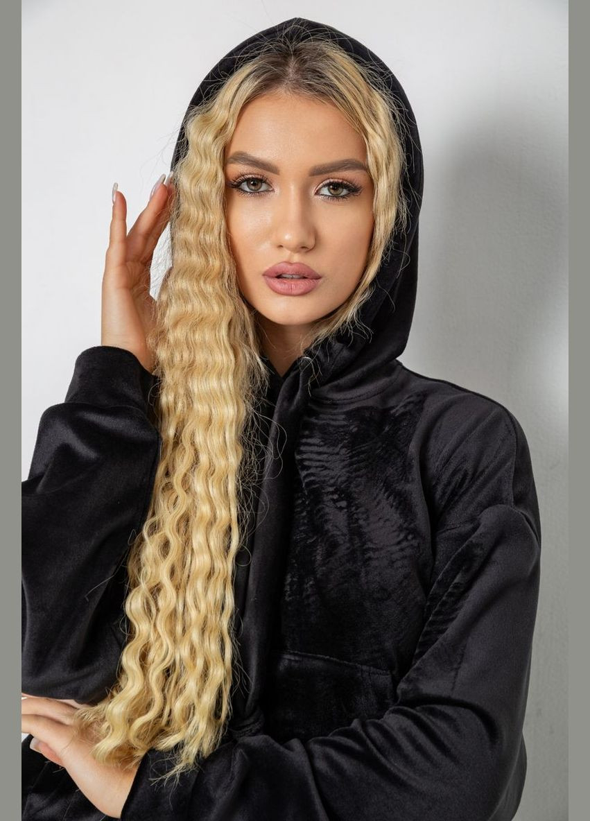 Спортивный костюм женский велюровый свободного кроя черный размер L (sku_241R2001-20) Ager (316319301)