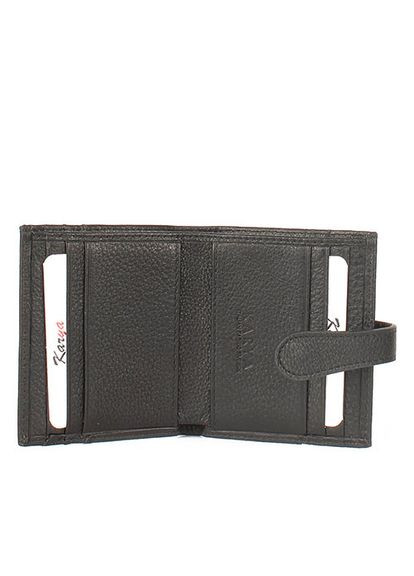 Кардхолдер визитница с отделением для купюр из натуральной кожи черная 0045-45 Karya (336378018)