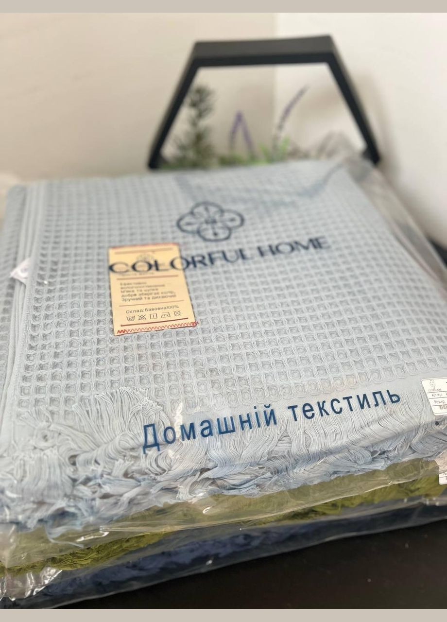 Покривало вафельне бавовна літнє 200х230 см Блакитний (П4К-rai-pike-001-08) No Brand (308755223)