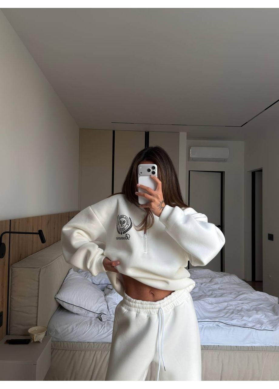 Стильный молочный костюм Тринитка на флисе Турция Україна (366671215)