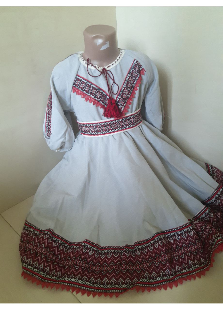 Бежева плаття вишиванка з фатіновим подьюпником для дівчинки 98 104 110 116 122 128 134 140 104 (366080086)