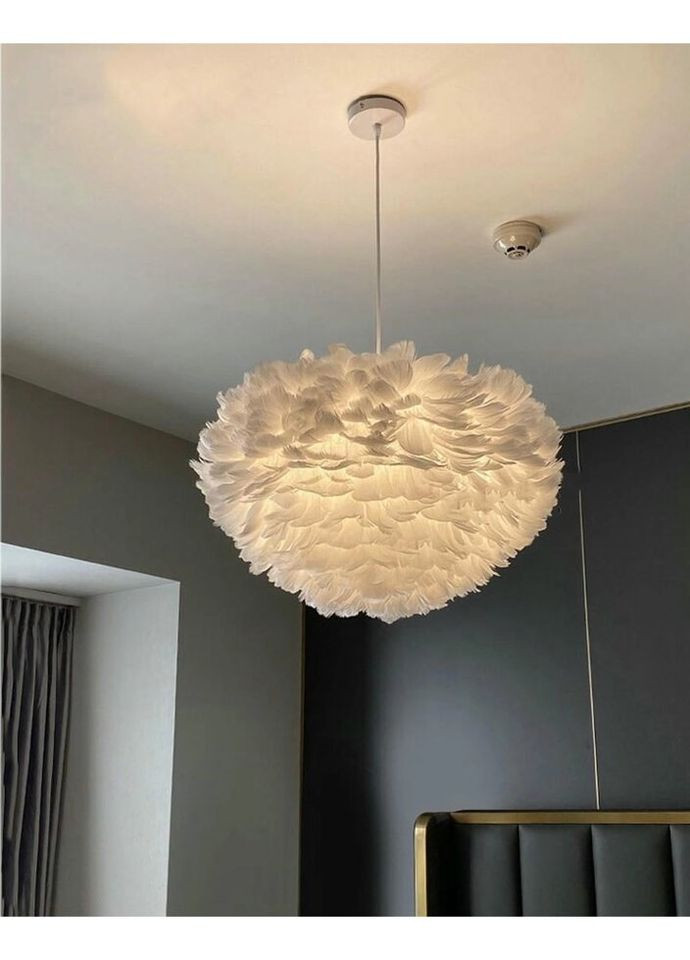 Люстра підвісна з пір'ям на 3 лампочки 26706 Білий 40-120х60х60 см. Sunnysky (335975382)