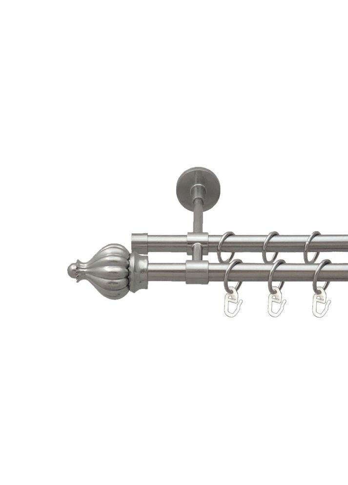 Карниз Таджа металевий дворядний закритий гладка труба Нержавіюча Сталь 16\16 мм 160 см (5503235) ORVIT (300797734)