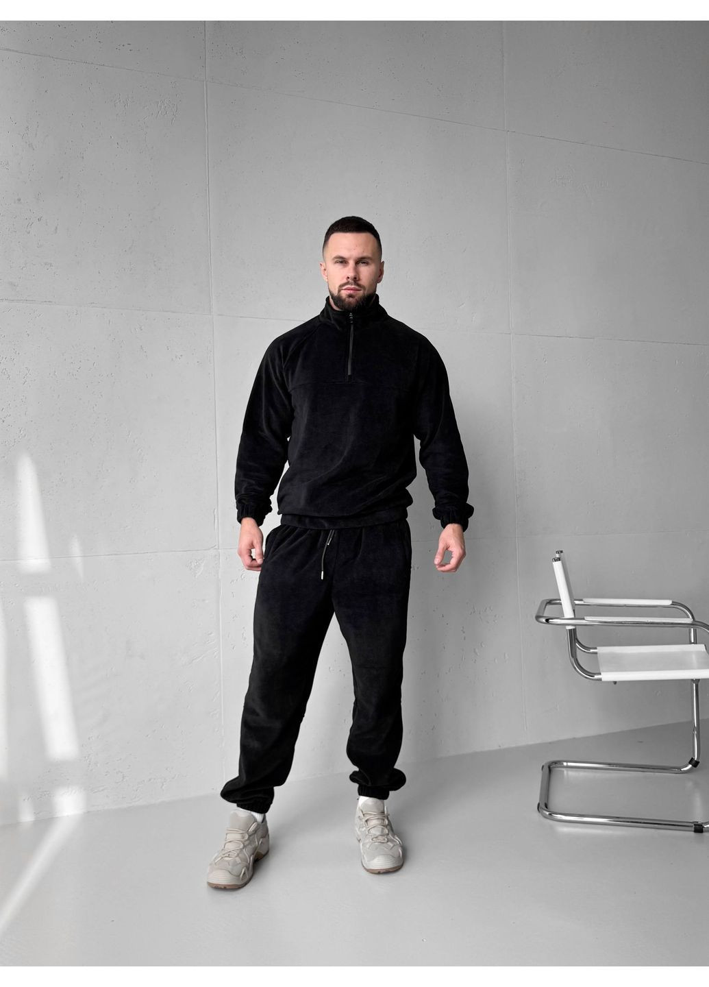 Зимний мужской костюм Ran флис полар черный No Brand (365686023)