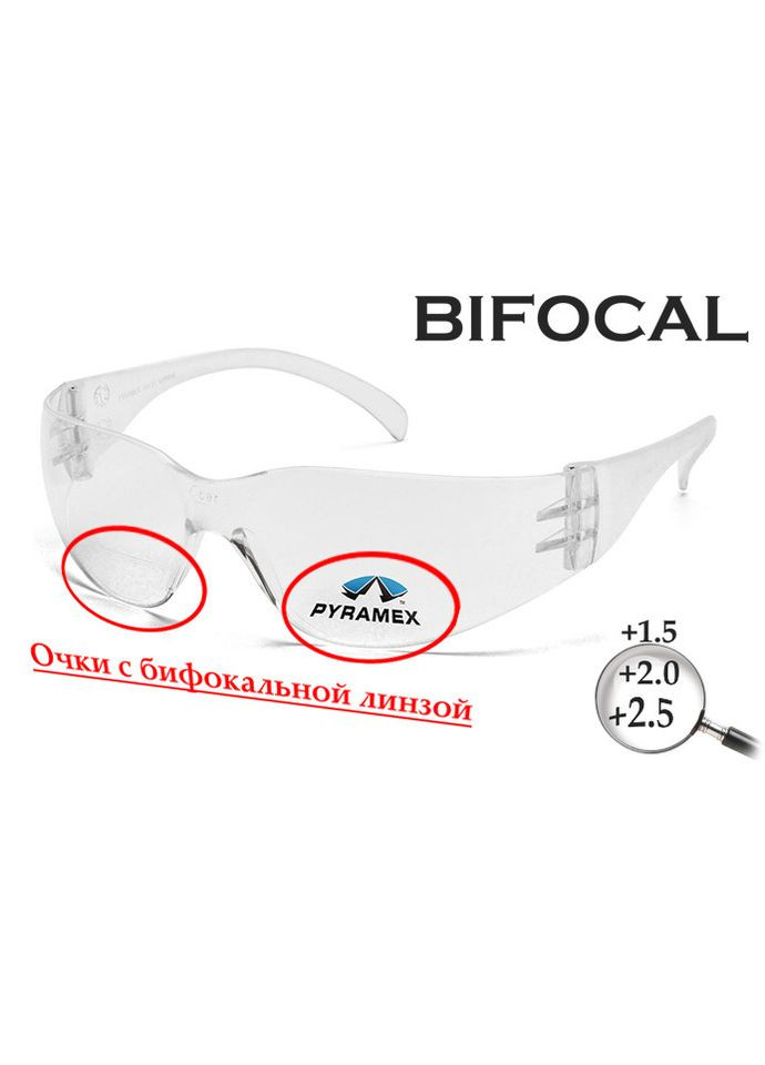 Окуляри біфокальні (захисні) Intruder Bifocal (+2.5) (clear) прозорі біфокальні лінзи з діоптриями Pyramex (370271047)