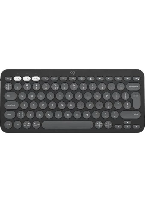 Клавіатура бездротова Pebble Keys 2 K380s, Tonal Graphite, Bluetooth / USB Bolt, компактна, безшумна, 2xAAA, підтримка Multi Logitech (391572687)