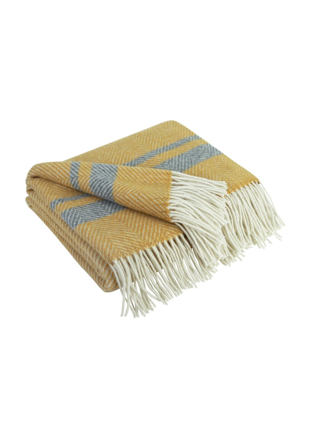 Плед Мериносовый однотонный с полосками белый-горчица-серый 140 x 200 см Love You 4489 (315690667)