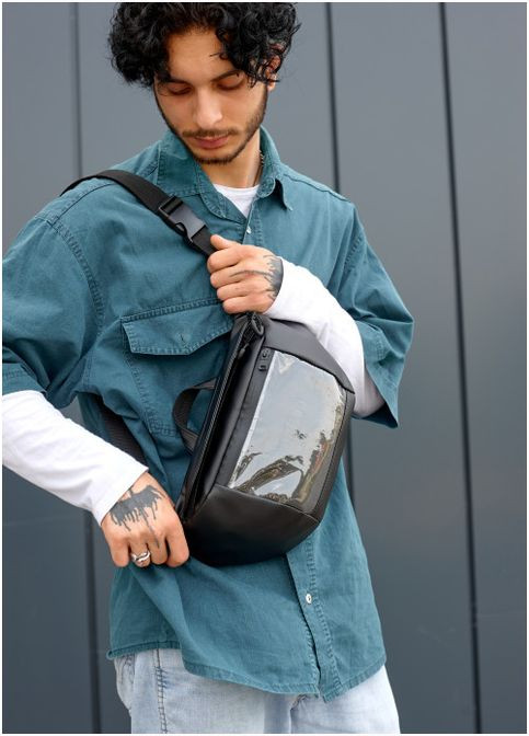 Большая черная мужская поясная сумка бананка DynamicDart (R-80461001m-VS) Sambag (302450272)