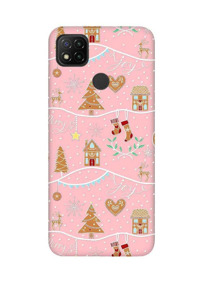 Матовий рожевий чохол на Xiaomi Redmi 9C / 10A Фон Різдво (новорічний принт 201) Creative (362962134)