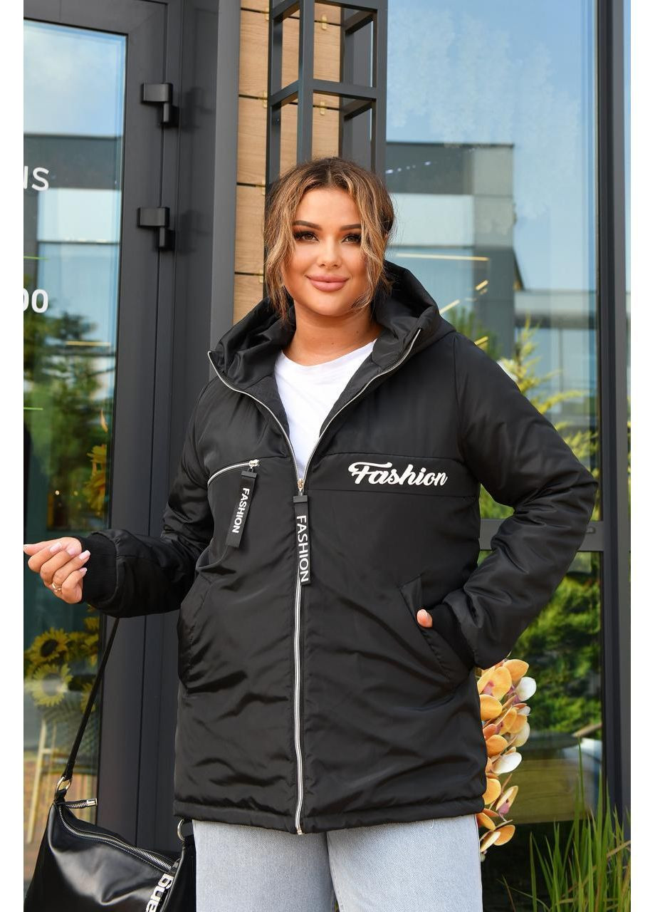 Чорна демісезонна жіноча демісезонна куртка на синтепоні No Brand