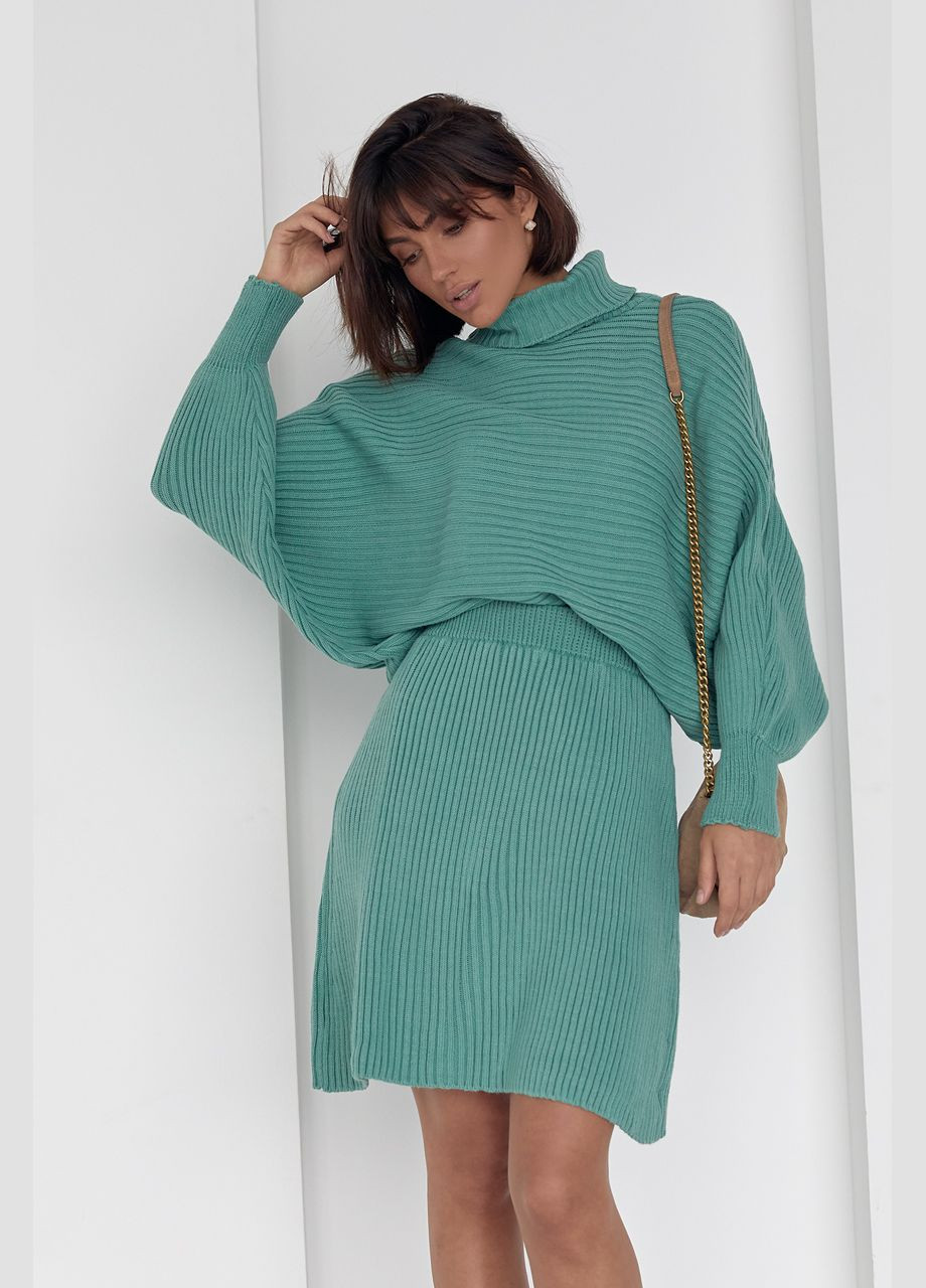 Вязаный костюм с юбкой и свитером летучая мышь Liton (296658615)