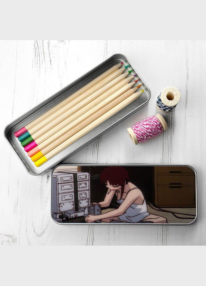 Пенал школьный для мальчика и девочки металлический Аниме Эксперименты Лейн #003 7*18 см Silver No Brand (309153854)