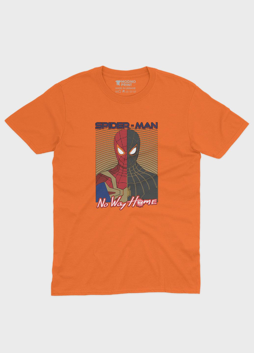 Оранжевая демисезонная футболка для мальчика с принтом супергероя - человек-паук (ts001-1-ora-006-014-009-b) Modno