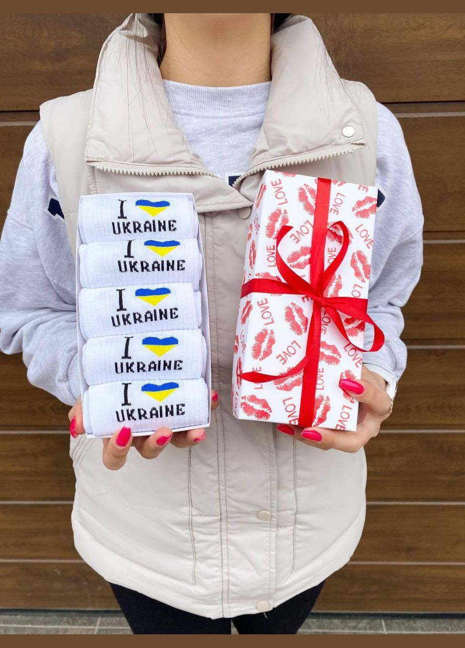 Комбіновані набір жіночих патріотичних шкарпеток 36-41 5 пар у подарунковій коробці Vakko (308862527)