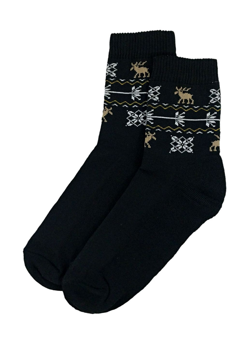 Чёрные носки женские классические зимние махровая стопа тм Добра Пара орнаменты (316469301)
