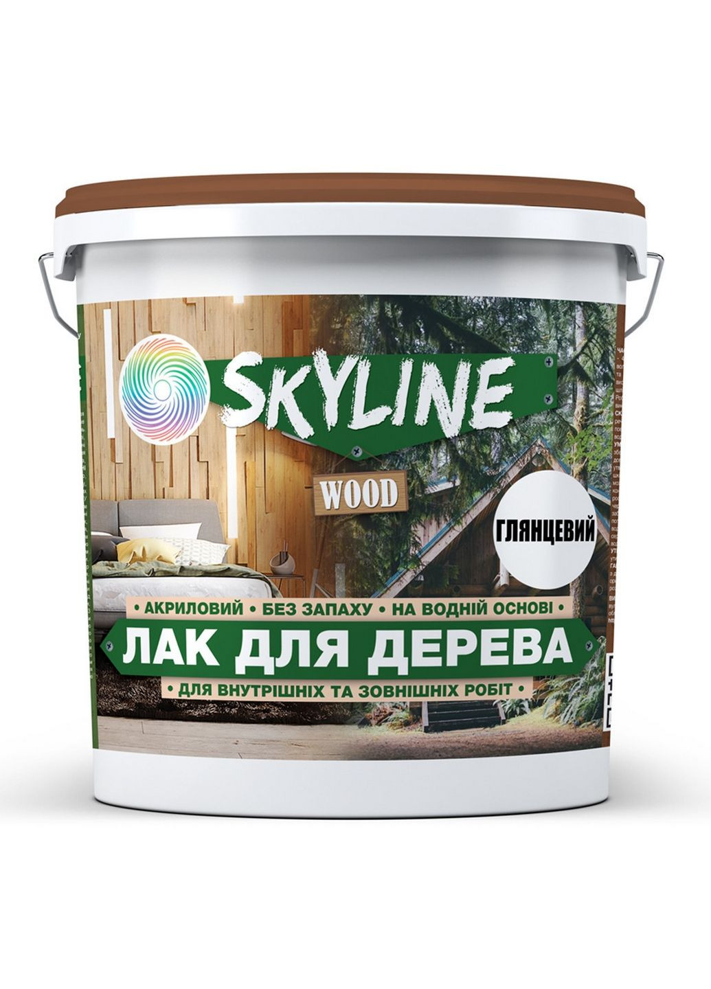 Акриловый лак для дерева Wood глянцевый 10 л SkyLine (283326635)