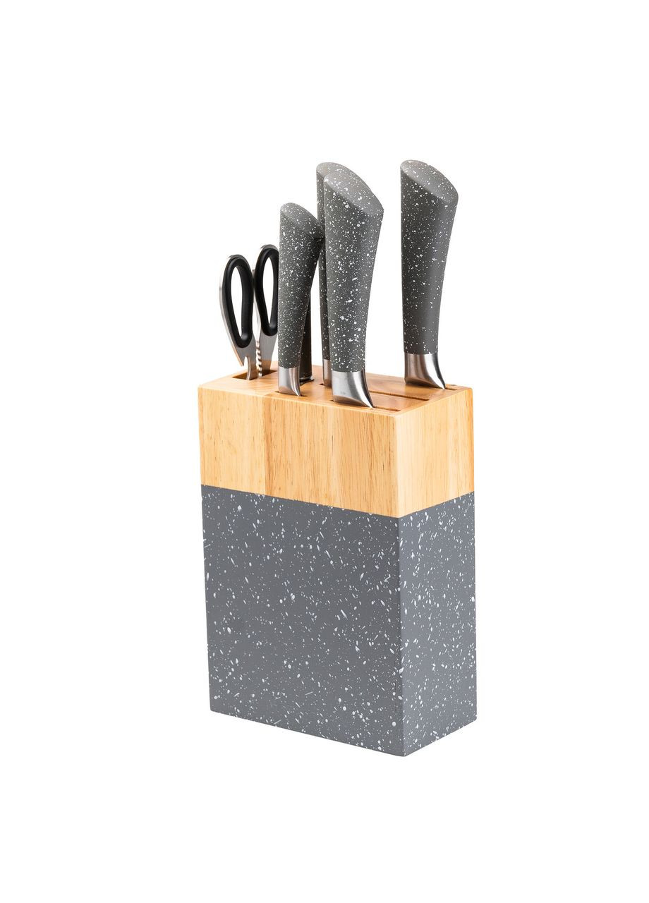 Набор кухонных ножей с ножницами и мусатом для кухни 5 штук 33.5/30/31/24.5/21.5 см серый HP27479C TS Kitchen (353504554)