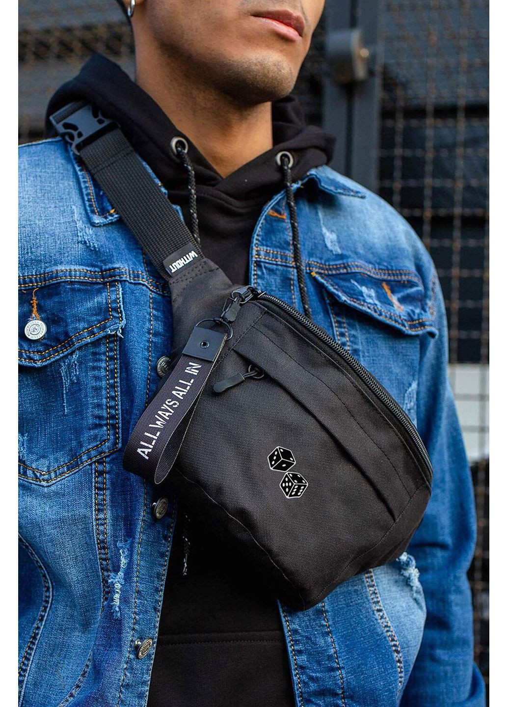 Мужская Сумка Бананка Барсетка Через Плечо с Принтом Cube Black Without (360641711)