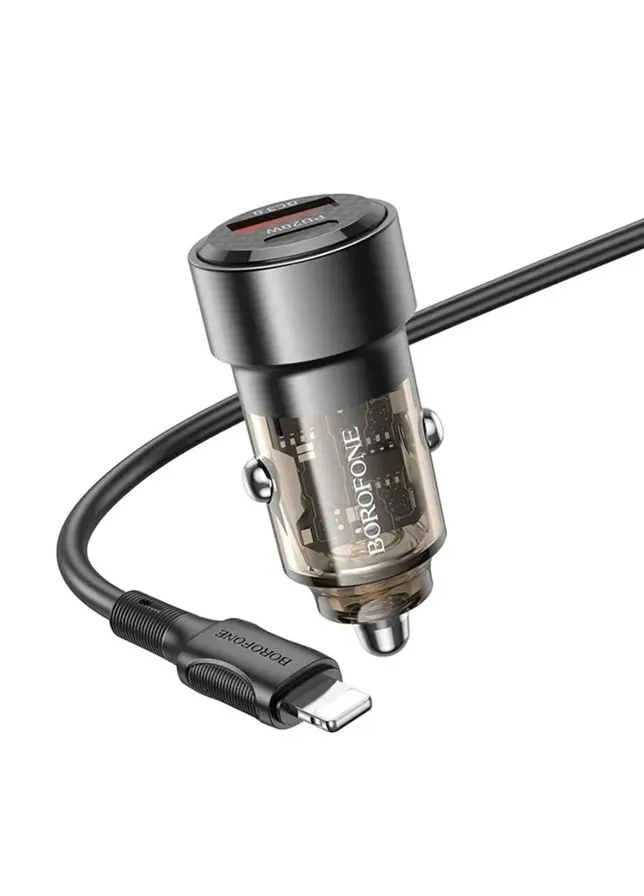 Автомобильное зарядное устройство Smart 38W dual port PD20W+QC3.0 car charger Transparent Black 001-6941991101564 Borofone BZ20 (409826508)
