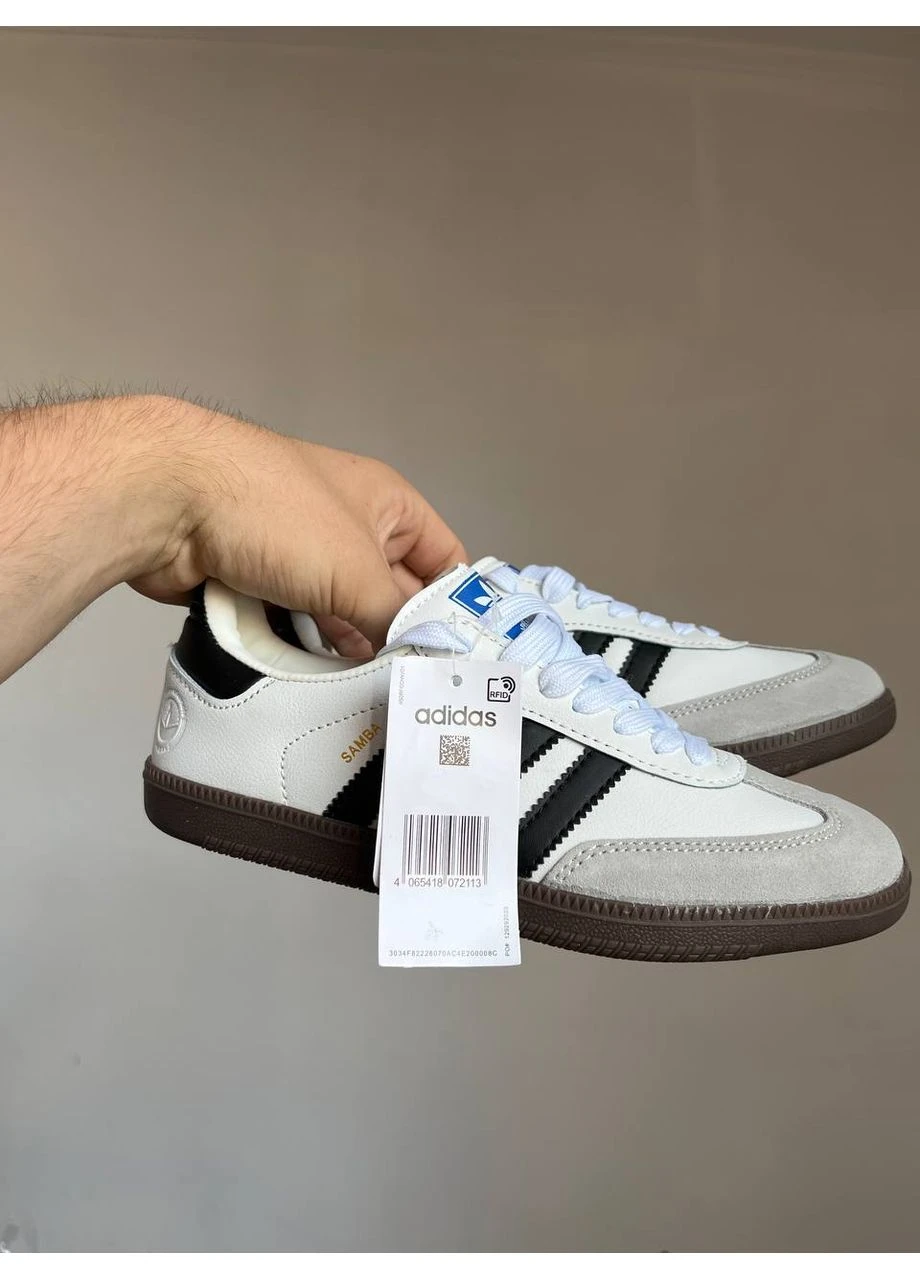 Белые демисезонные кроссовки мужские adidas samba white адидас самба белые No Brand