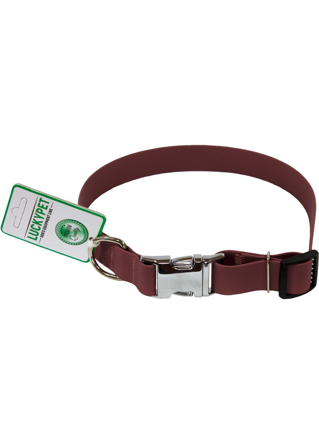 Нашийник з водонепроникної стрічки з металевим фастексом 2.5/25-35 Бордовий (4820224216409) Lucky Pet (279573470)