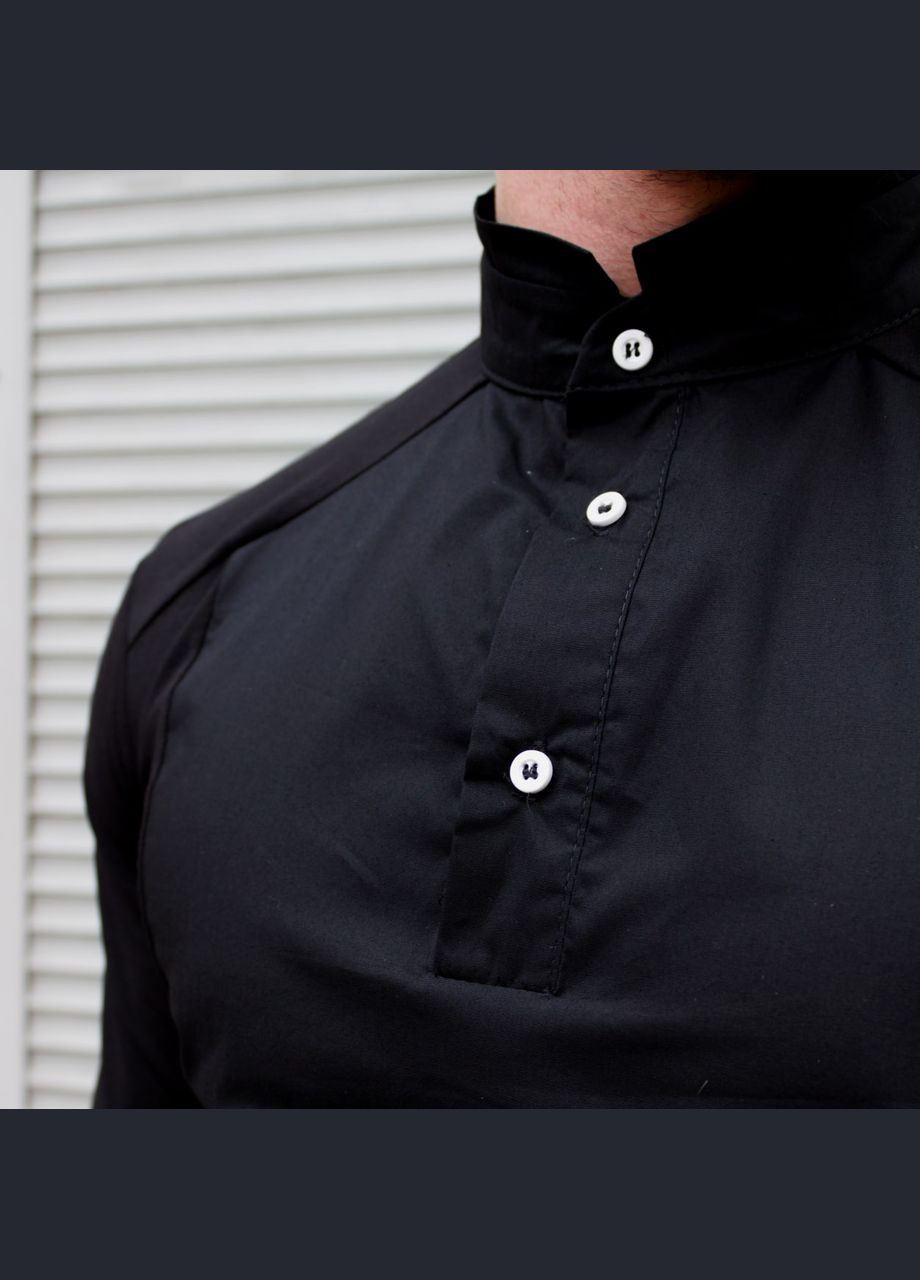 Черная классическая, кэжуал рубашка однотонная Vakko