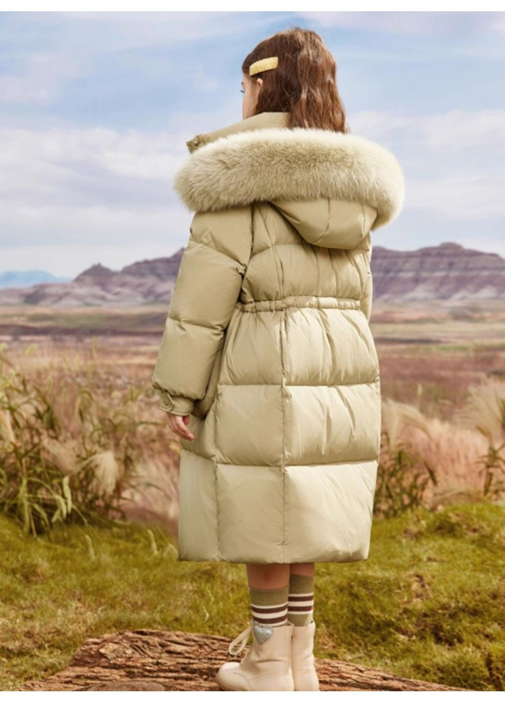 Зеленое зимнее Детское пальто No Brand