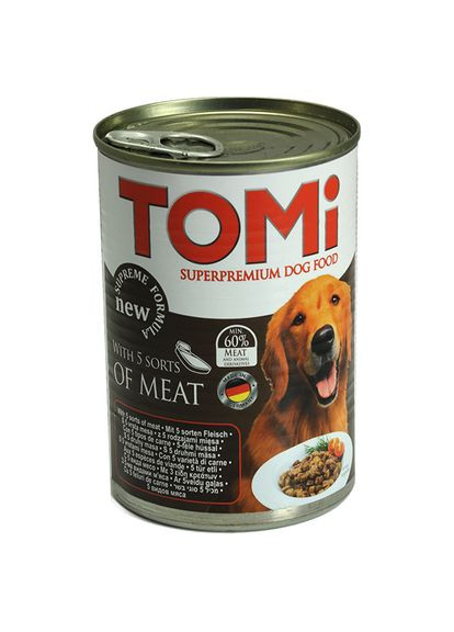 Влажный корм для собак 5 видов мяса 400 г 4003024002025 TOMI (276714452)