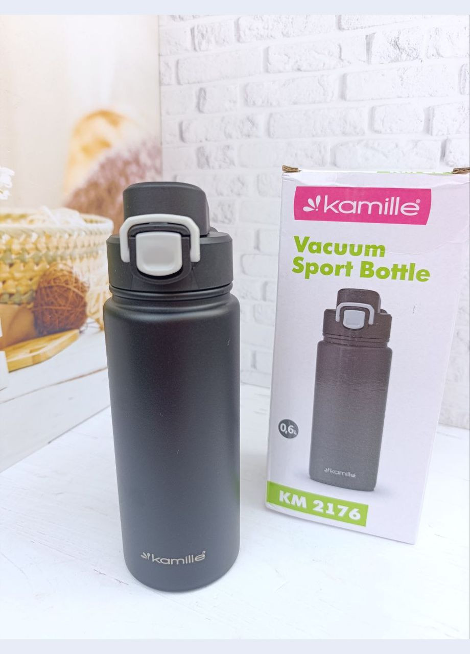 Термобутылка KM-2176 из нержавеющей стали 600 мл Черный Kamille (339054038)