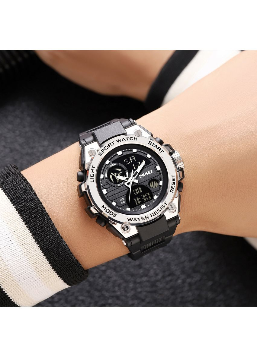 Годинник 2360BKSI Black-Silver спортивний чоловічий кварцовий з водонепроникністю 50м для активного відпочинку ProDobro (367267374)