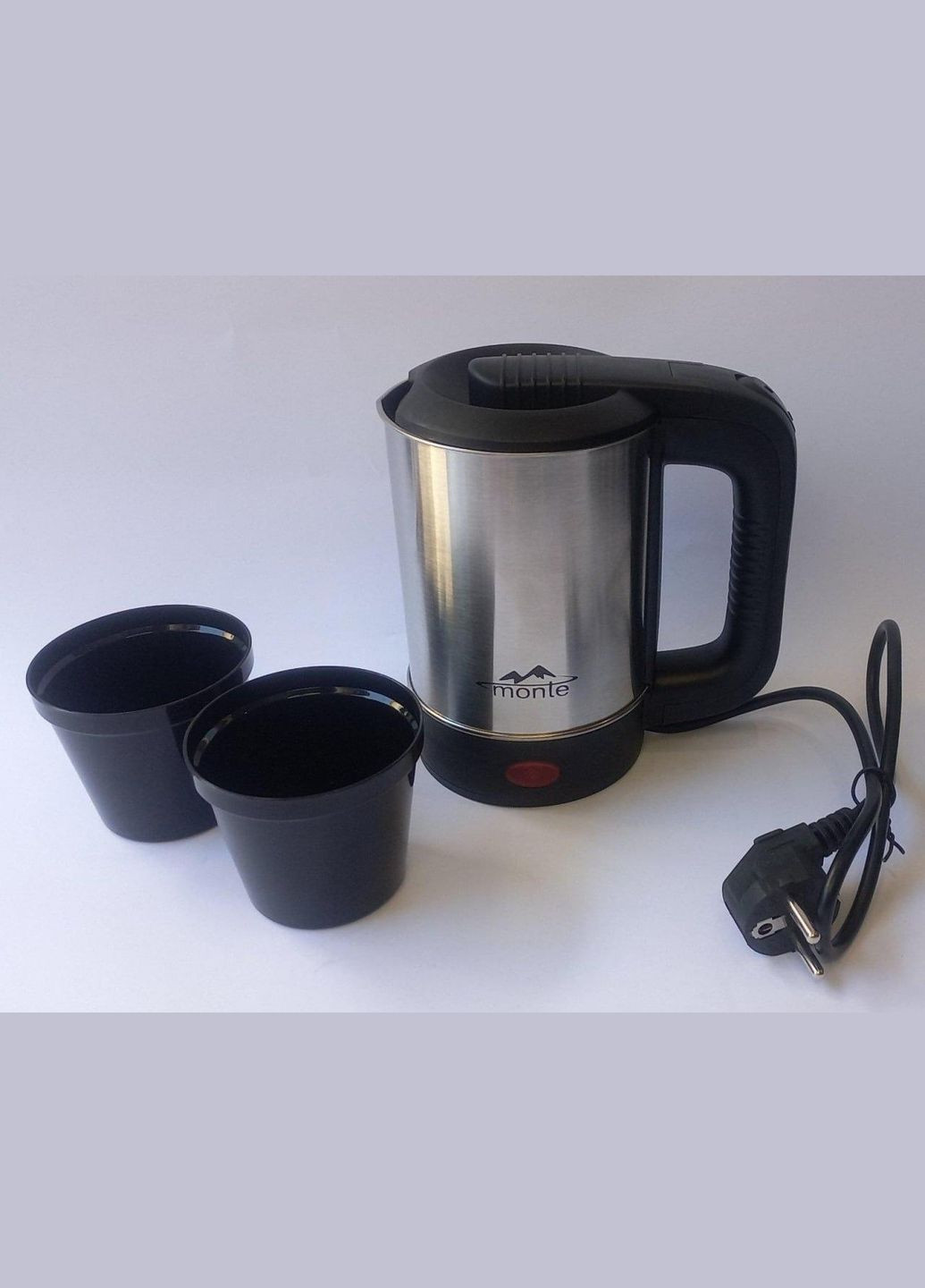 Електрочайник 1819-MT чайник дорожній 2 стаканчики 0.65 л Чорний 600 Вт Monte (299337467)