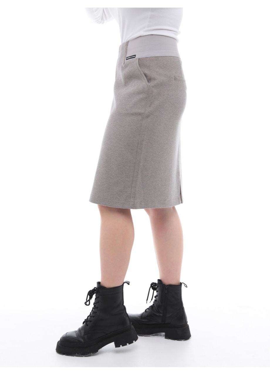 Спідниця жіноча бежева тепла на резинці Estensivo Пряма (306518839)