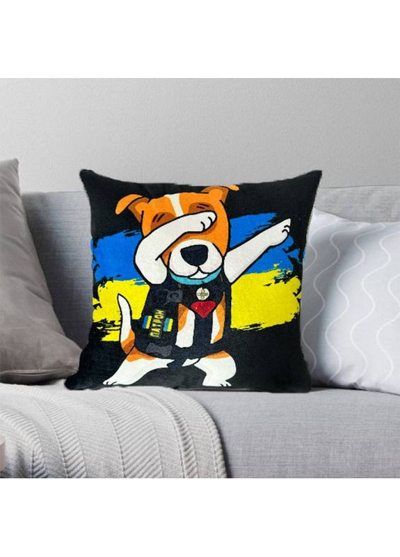 Подушка патріотична 3D "Пес Патрон" 2718_D 12760 35х35 см чорна FlexDress (368783877)